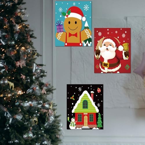 Dinifee 6 Pack Pre Drawn Canvas for Painting Pre Printed Canvas Kit 8 x 10 Inch Stretched Cotton Paint and Sip Set for Adults Couple Party Graduation Summer Date Night(Santa Blessing)