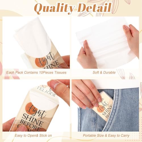 Outus 50 Pack Aesthetic Boho Christian Pocket Tissues, 400 Sheets Total
