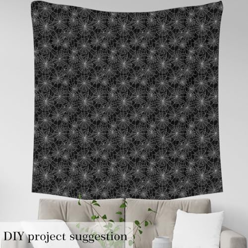 Feelyou Spider Web Fabric by The Yard 10 Yards for Kids Boys Girls Halloween Goth Art Decorative Black White Upholstery Fabric for Chairs ，Soft Flannel