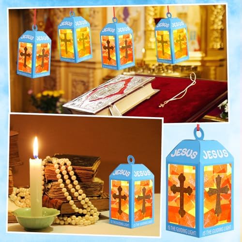 Simgoing 12 Sets Jesus is The Light Sunday School Lantern Crafts