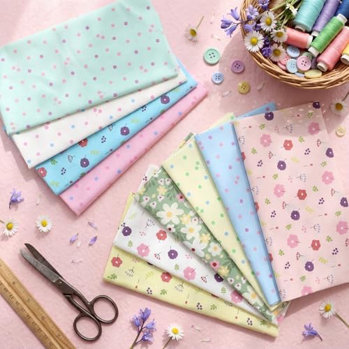 Hahafelt 10 Pcs Wildflower Quilting Fabric Bundles 20 x 20 Inch