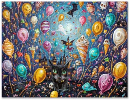 1000 Piece Puzzle for Adults - Halloween Candies, Colorful Candy Balloons