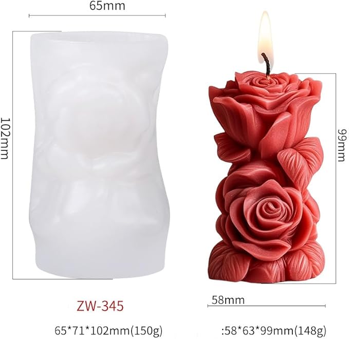 Rose Bouquet Candle Molds Pillar Silicone Mold Resin Casting - Image 3