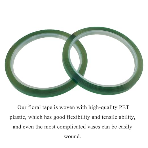 HAHIYO Clear Green 0.25Inch 2Rolls Floral Tape Waterproof Florist Tape Flower - Image 5