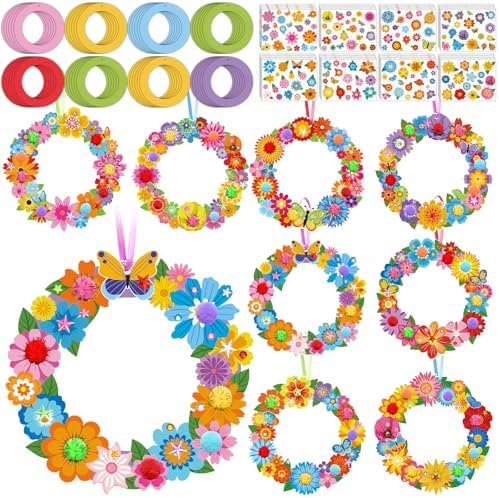 Hollowfly 48 Sets Flower Wreath Craft Kits DIY Wreath Seasonal Activities