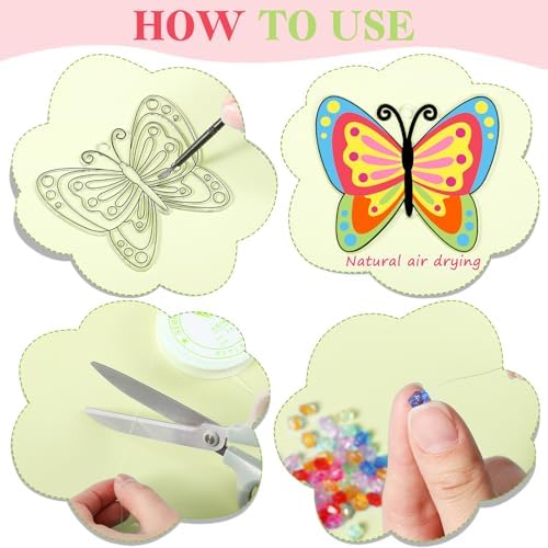 Dunzoom 30 Set Butterfly Suncatchers Kit Spring Summer DIY Window Suncatchers Craft Make Your Own Butterfly Suncatchers Ornaments Painting Craft Kits for Party Painting Activity Decoration