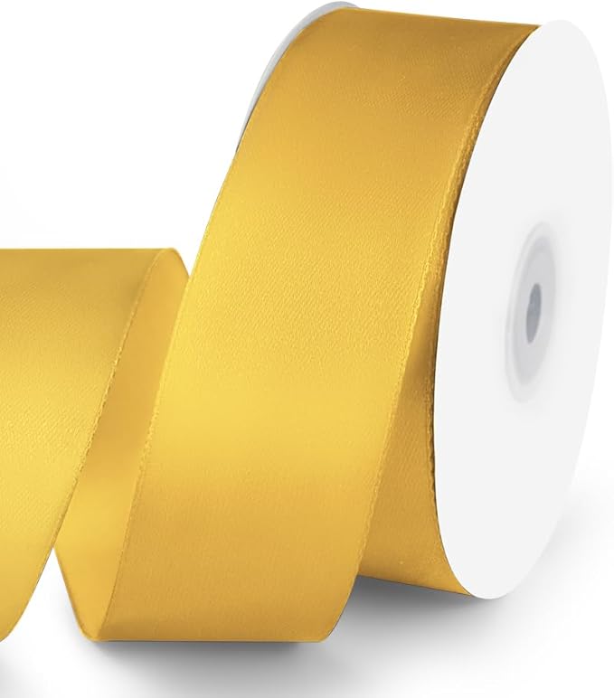 KMER LIFE 1-1/2" Wide x 50 Yards Yellow Satin Ribbon by KMERLIFE