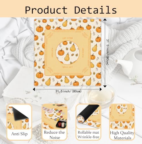 Orange Pumpkin Fall Mahjong Mat 31.5x31.5Inch