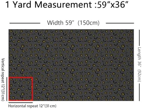 Feelyou Happy Halloween Soft Flannel Fabric by The Yard Kids 5 Yards Stars Printed Pumpkin Lantern Upholstery Fabric for Boys Bat Black Animal Trick or Treat for Home DIY Projects, Indoor Decor