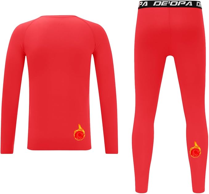DEVOROPA Youth Boys Compression Thermal Shirt Long Sleeve Kids Fleece Baselayer Soccer Baseball Undershirt Slim/Regular/Husky