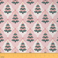 JEJELOIU Christmas Tree Fabric by The Yard Xmas Theme Upholstery Fabric for Sewing Crafting Pink Grid Waterproof Indoor Outdoor Decor for Home DIY Projects 10 Yards