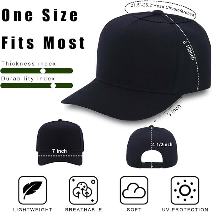 ZH 12 PC 5 Panel Baseball caps, Bulk Baseball caps, Customizable DIY Design, Wholesale Caps, One-Size-Fits-All