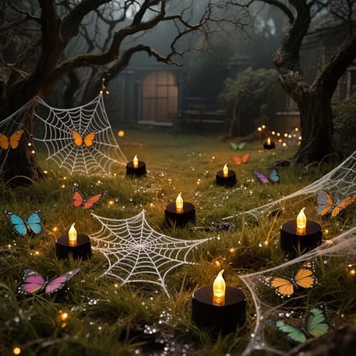 Tea Lights Battery Operated Candles LED Tea Lights Flameless Candles 200+ Hours Flickering Fake Tealights for Halloween, Christmas Aniversary Home Table Decor(Black, 12 Pack)