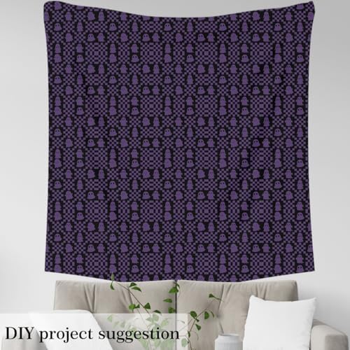 Feelyou Happy Halloween Soft Flannel Fabric by The Yard Kids 5 Yards Cute Checkered Ghost Upholstery Fabric Black Purple Checkerboard Plaid Trick or Treat for Home DIY Projects, Indoor Decor