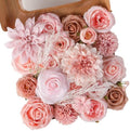 Floweroyal Artificial Flowers Fake Rose Flowers Dahlia with Stems for DIY Wedding Bridal Bouquets, Baby Shower, Floral Arrangement, Table Centerpieces, Home Decorations (Nude Color)