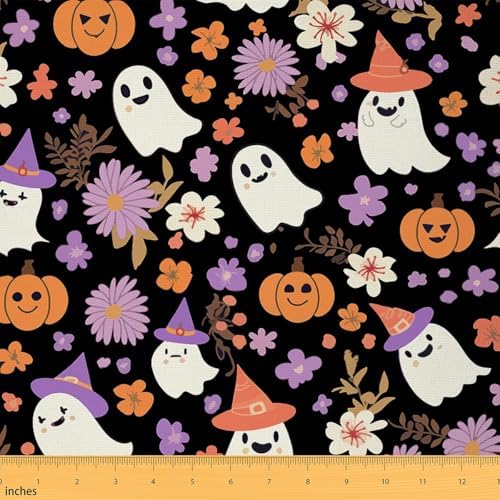 jejeloiu Happy Halloween Fabric by The Yard 3 Yard Ghost Pattern Fabric