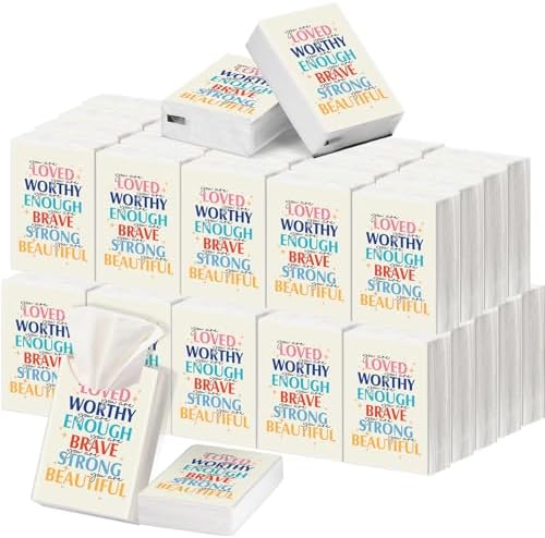 Outus 50 Pack Inspirational Travel Size Pocket Tissues Bulk 400 Sheet Total