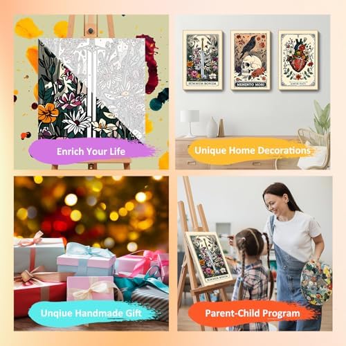 Mandun Tarot Paint by Numbers Kit for Adults, 3 Pack, 7.8x11.8 inch