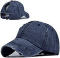 Criss Cross Hat Washed Distressed Baseball Cap Ponytail Hat High Messy Bun Ponycap for Women