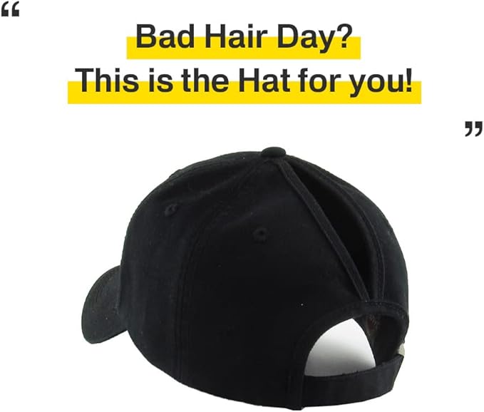 Classic Plain Ponytail Messy High Bun Headwear Adjustable Cotton Trucker Mesh Glitter Hat Baseball Cap