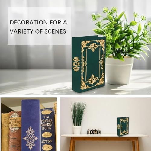 Vintage Book Trinket Box Faux Book Storage Box Dark Green 9.1 x 5.9 x 2 Inch Rustic Storage Organizer for Jewelry Trinket Wedding Memories Hobby Keepsake Photos Home Office Decoration
