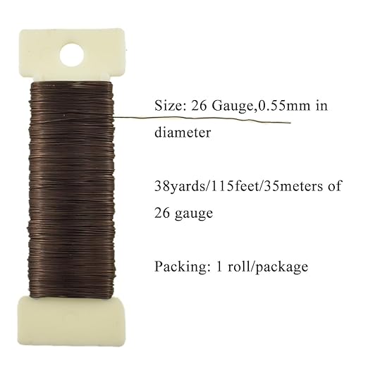 HAHIYO 26Gauge Coffee Color Metal Floral Wire - Image 2