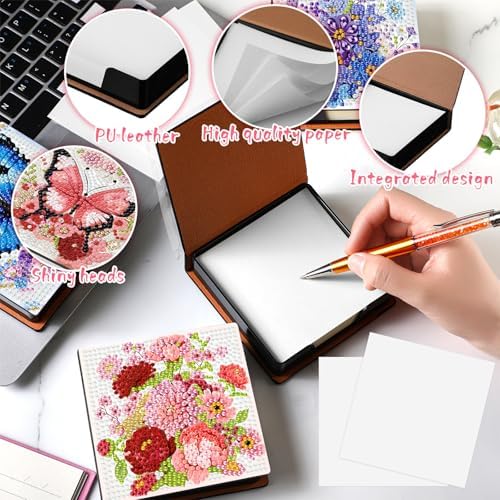 Saillong Butterfly 4 Pcs Diamond Painting Note Box Kit Sticky Note Holders