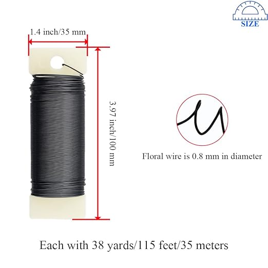 HAHIYO 22Gauge Black 3Roll Total 115Yards Metal Floral Wire Flexible Paddle Wire - Image 2