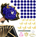 CCYXSHOW DIY Glitter Blue Roses Bouquet 36 Pack Artificial Rose with Stems