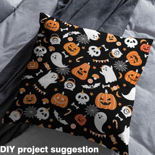 jejeloiu Happy Halloween Fabric by The Yard Pumpkin Upholstery Fabric for Sewing Crafting Funny Ghost Printed Waterproof Indoor Outdoor Decor for Home DIY Projects 10 Yards