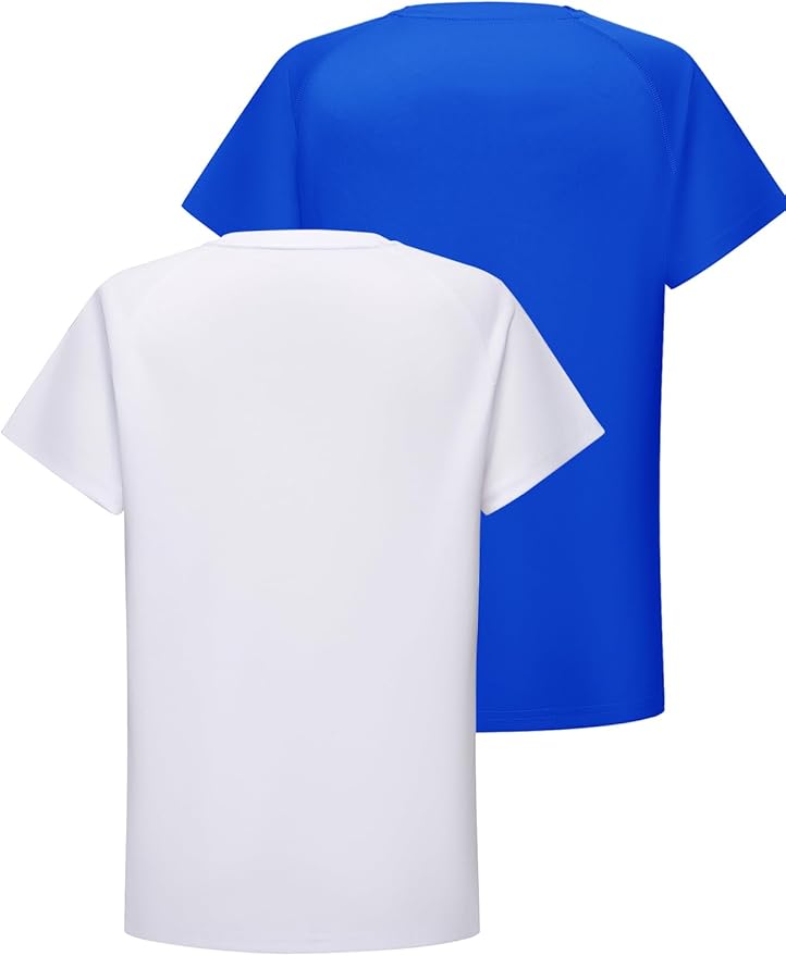 DEVOROPA Youth Boys Compression Shirt Long/Short Sleeve Football Baseball Undershirt Quick Dry Kids Sports Baselayer Crewneck