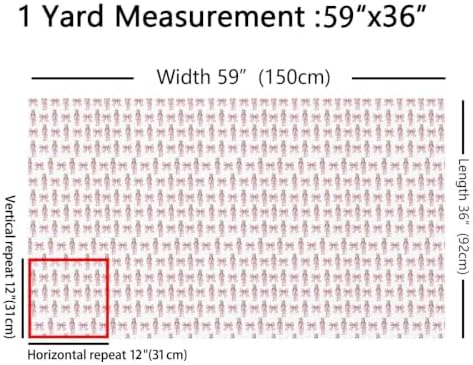 Christmas Nutcracker Upholstery Fabric for Chairs | Pink Bow Outdoor Fabric by The Yard 362"x63", Cartoon Royal Guarder Prince Soldier Ribbon Bowknot DIY Craft Hobby Polyester Fabric