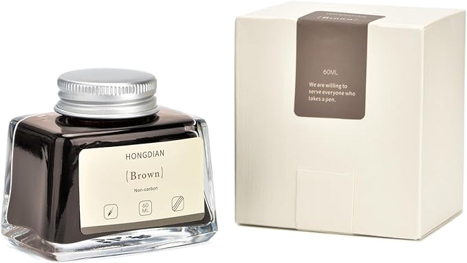 Asvine Hongdian Fountain Pen Bottled Ink Brown, 60ml Fountain Pen Ink Bottled - Image 2