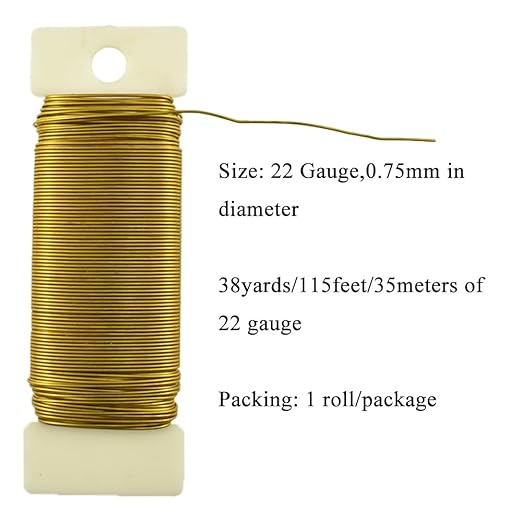 HAHIYO 22Gauge Dark Gold Metal Floral Wire - Image 2