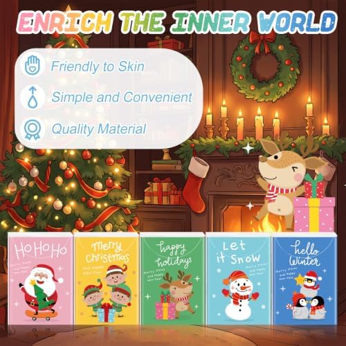 Outus 50 Pack Cute Character Christmas Travle Size Pocket Tissues Bulk