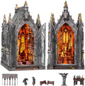 fifijoy Book Nook Kit - Abandoned Gothic Church DIY Miniature Dollhouse for Adults and Teens, Booknook Tiny House Bookshelf Decor 3D Wooden Puzzle with LED Lights, Creative Gifts for Family, Friends