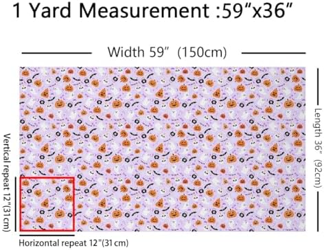 jejeloiu Happy Halloween Fabric by The Yard Pumpkin Upholstery Fabric for Sewing Crafting Funny Ghost Printed Waterproof Indoor Outdoor Decor for Home DIY Projects 3 Yards