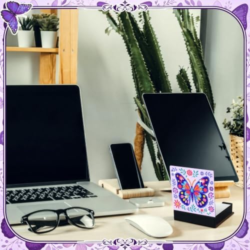 Saillong 4 Pcs Butterflies Diamond Painting Note Box Kit Sticky Note Holder