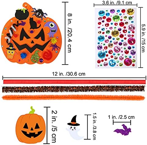 Winlyn 30 Kits Fall Halloween Pumpkin Decorations DIY Pumpkin Craft Kits Foam Pumpkin Shapes with Halloween Stickers Jack-O'-Lantern Face Stickers for Kids Gift Favors Art Project Classroom Activity