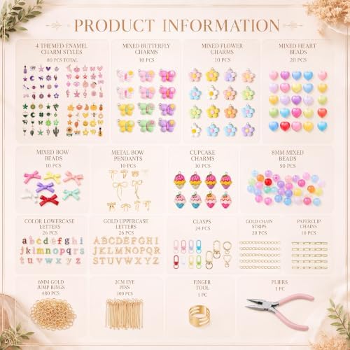 Highergo 698 Pcs Fresh Charms Lip Gloss Keychain Making Kit DIY Craft