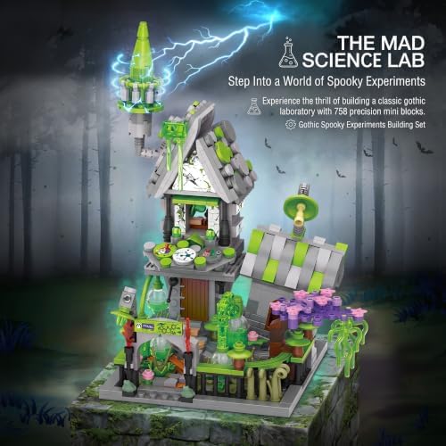 Frankenstein Lab Building Set, 758 Pcs Mini Halloween Building Toy