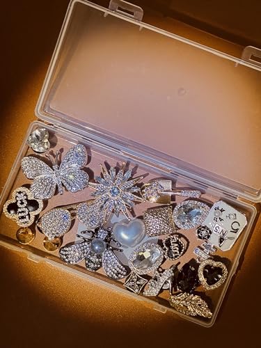 ZOKUZO Chic Bling Shoe Charms Gold and Sliver Designer Jewels Pretty Cute Chains Decorations Accessories for Women Girl Adults