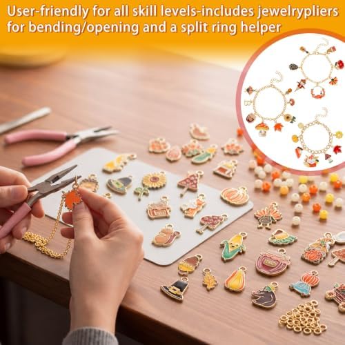 Highergo 895 Pcs Fall Charms Lip Gloss Keychain Making Kit DIY Craft