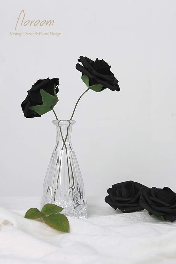 Floroom Artificial Flowers 25pcs Real Looking Black Foam Fake Roses - Image 2