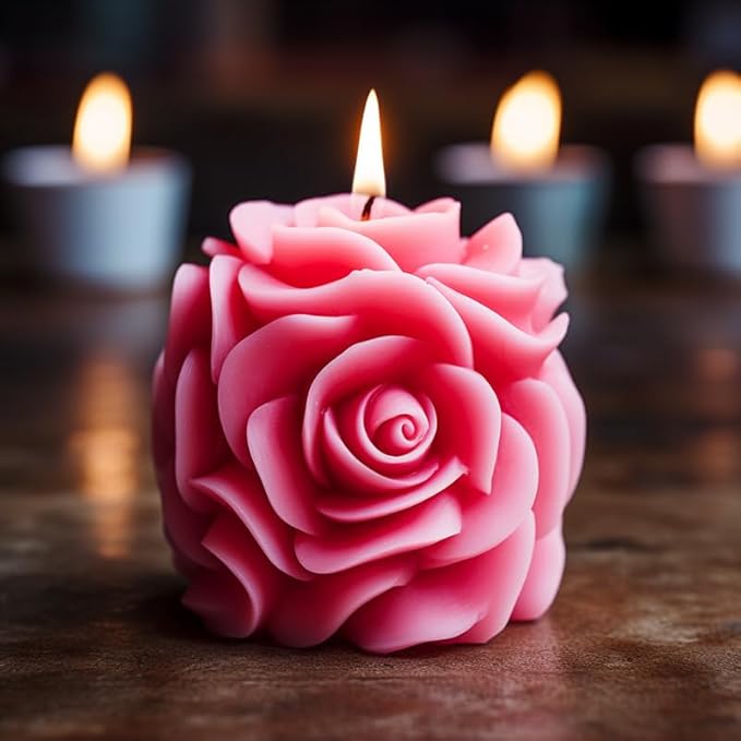 Rose Pillar Candle Silicone Mold Handmade Valentine's Day Mother's Day Flower by USUKUSI