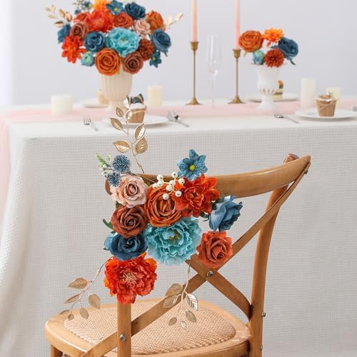 Floweroyal Artificial Flowers Fake Rose Flowers Dahlia with Stems for DIY Wedding Bridal Bouquets, Baby Shower, Floral Arrangement, Table Centerpieces, Home Decorations