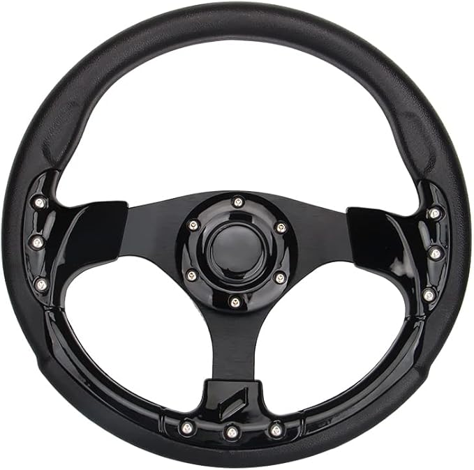 Golf Cart Steering Wheel Universal Design for Most Golf Cart Club Car DS and Precedent 12.5 inch Black EZGO Yamaha Steering Wheel