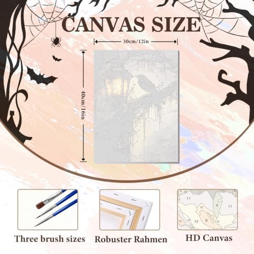 PHANTASYART Gothic Crow Framed Paint by Number with Wooden Easel 12x16inch