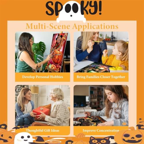 6 Pack Halloween Paint by Numbers Kit for Adults without Frame 12x16 inch