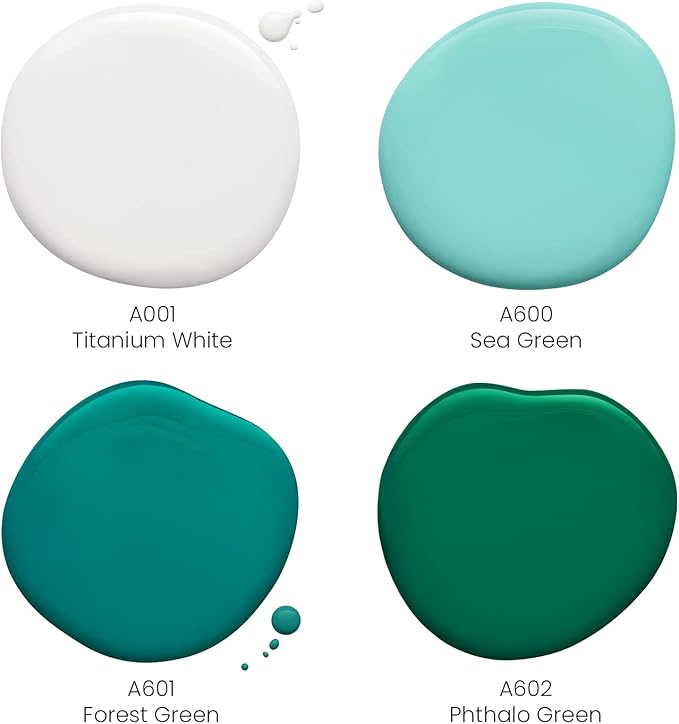 ARTEZA Acrylic Pouring Paint Set of 4 Colors, 4 ounce Bottles, Aqua Tones - Image 2